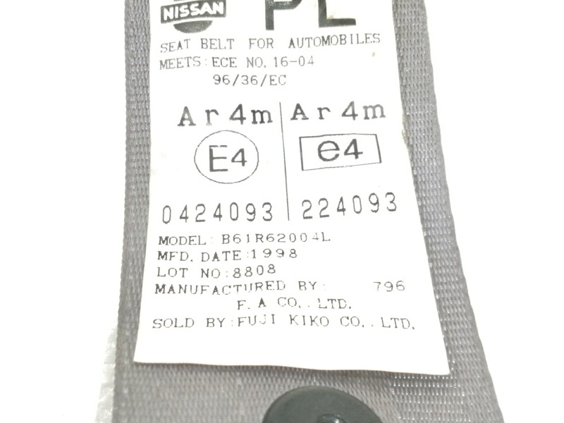 Recambio de cinturon seguridad trasero izquierdo para nissan almera (n15) gx referencia OEM IAM   