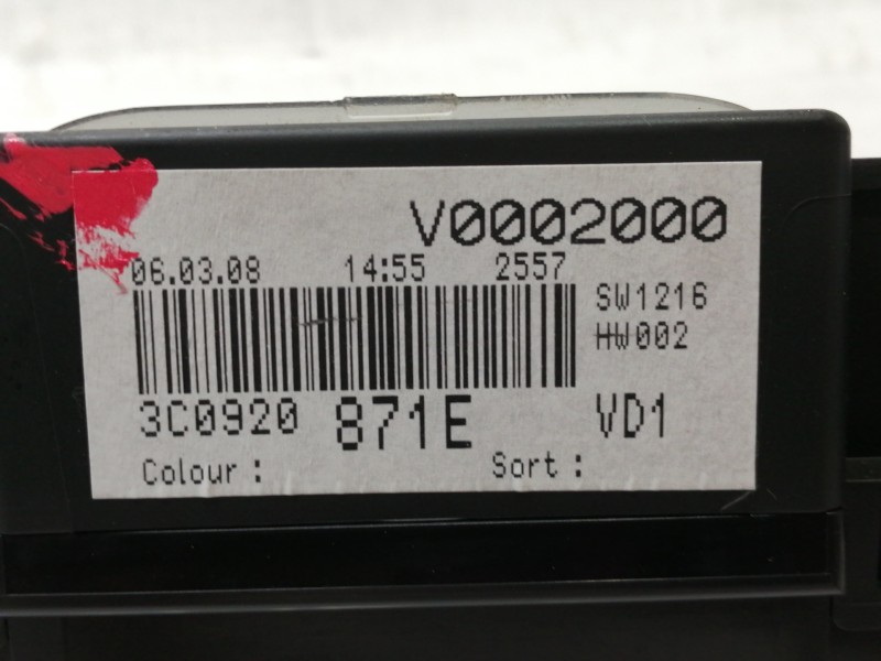 Recambio de cuadro instrumentos para volkswagen passat berlina (3c2) advance referencia OEM IAM 3C0920871E  
