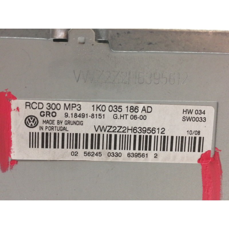 Recambio de sistema audio / radio cd para volkswagen passat berlina (3c2) advance referencia OEM IAM 1K0035186AD  