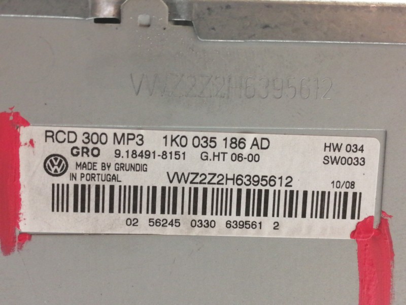 Recambio de sistema audio / radio cd para volkswagen passat berlina (3c2) advance referencia OEM IAM 1K0035186AD  