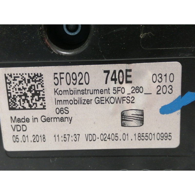 Recambio de cuadro instrumentos para seat leon (5f1) reference referencia OEM IAM 5F0920740E 5F0920740 A2C53427456A / A2C1236200
