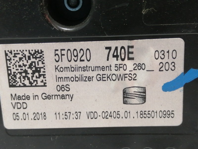 Recambio de cuadro instrumentos para seat leon (5f1) reference referencia OEM IAM 5F0920740E 5F0920740 A2C53427456A / A2C1236200