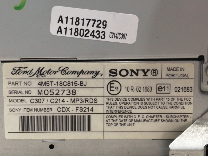 Recambio de sistema audio / radio cd para ford focus berlina (cap) ghia referencia OEM IAM 4M5T18C815BJ VP7S7F18C821DA CDXFS214