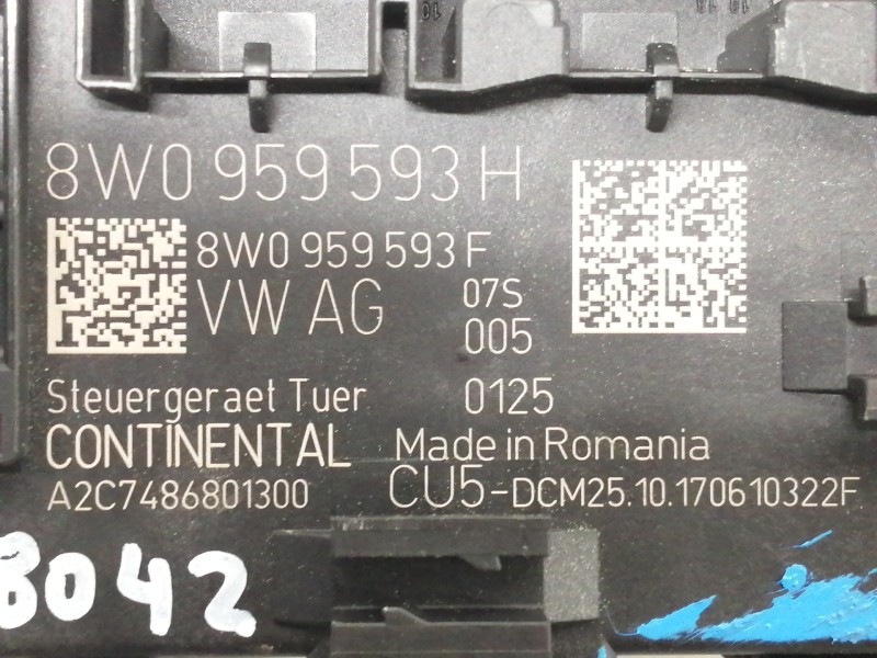 Recambio de modulo electronico para audi a4 berlina (8w2) advanced edition referencia OEM IAM 8W0959593H 8W0959593F / CU5DCM2510