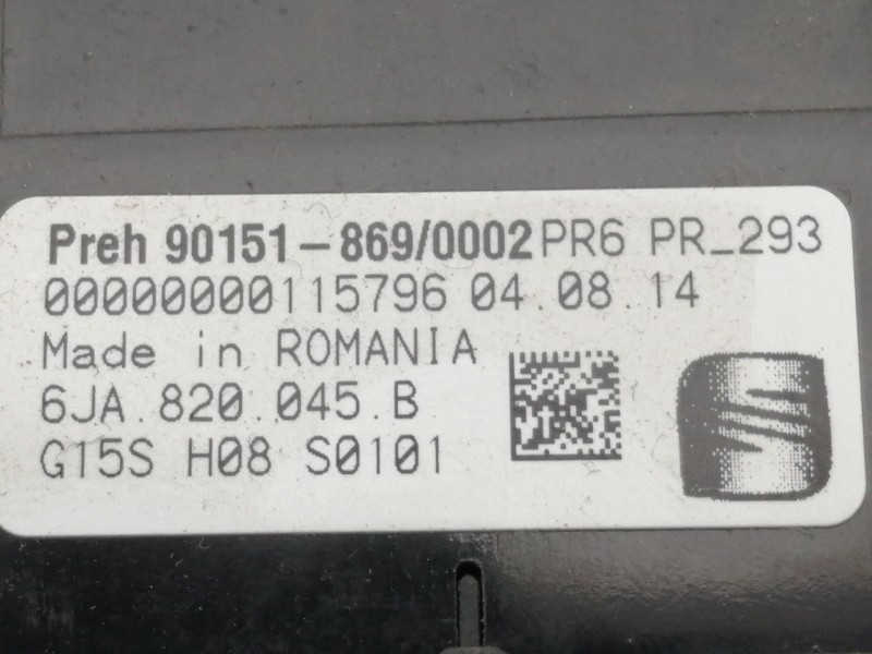 Recambio de mando calefaccion / aire acondicionado para seat toledo (kg3) reference referencia OEM IAM 6JA820045B 90151869 G15SH