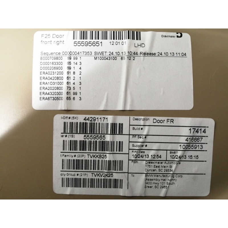 Recambio de guarnecido puerta delantera derecha para bmw x3 (f25) xdrive 20d referencia OEM IAM 105006257 10055913 