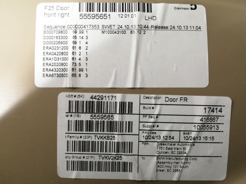 Recambio de guarnecido puerta delantera derecha para bmw x3 (f25) xdrive 20d referencia OEM IAM 105006257 10055913 