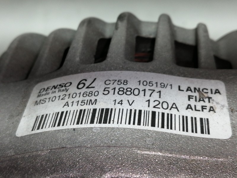 Recambio de alternador para fiat 500 cabrio (150) lounge referencia OEM IAM 51880171 MS1012101680 