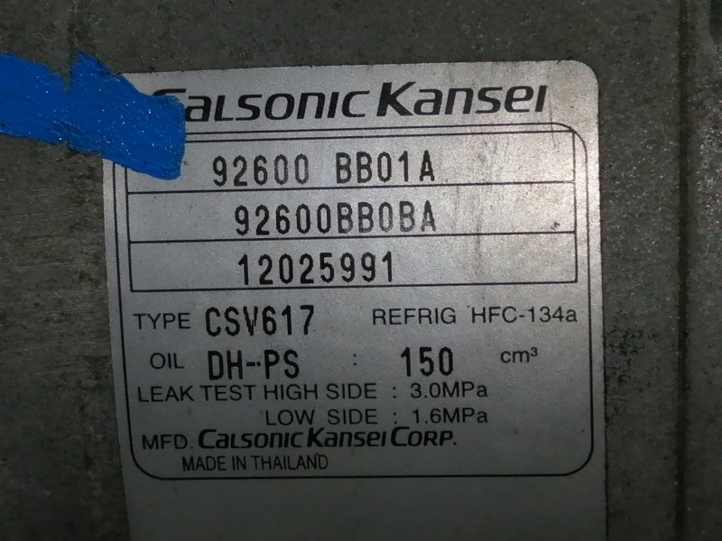 Recambio de compresor aire acondicionado para nissan qashqai (j10) visia referencia OEM IAM 92600BB01A 92600BB0BA 12025991