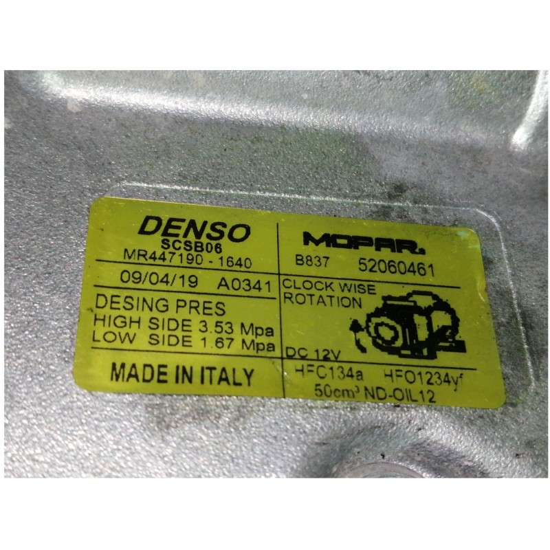 Recambio de compresor aire acondicionado para fiat 500 cabrio (150) lounge referencia OEM IAM MR4471901640 52060461 SCSB06 