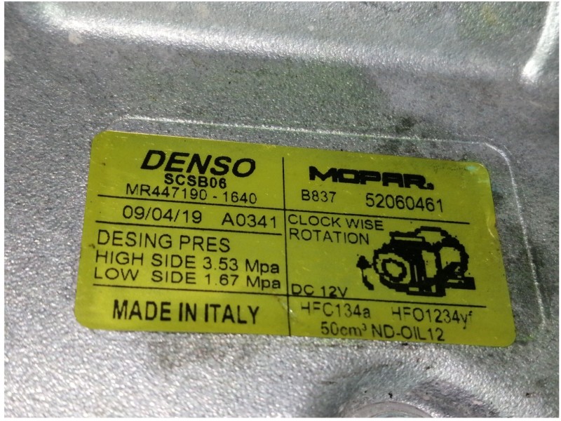 Recambio de compresor aire acondicionado para fiat 500 cabrio (150) lounge referencia OEM IAM MR4471901640 52060461 SCSB06 