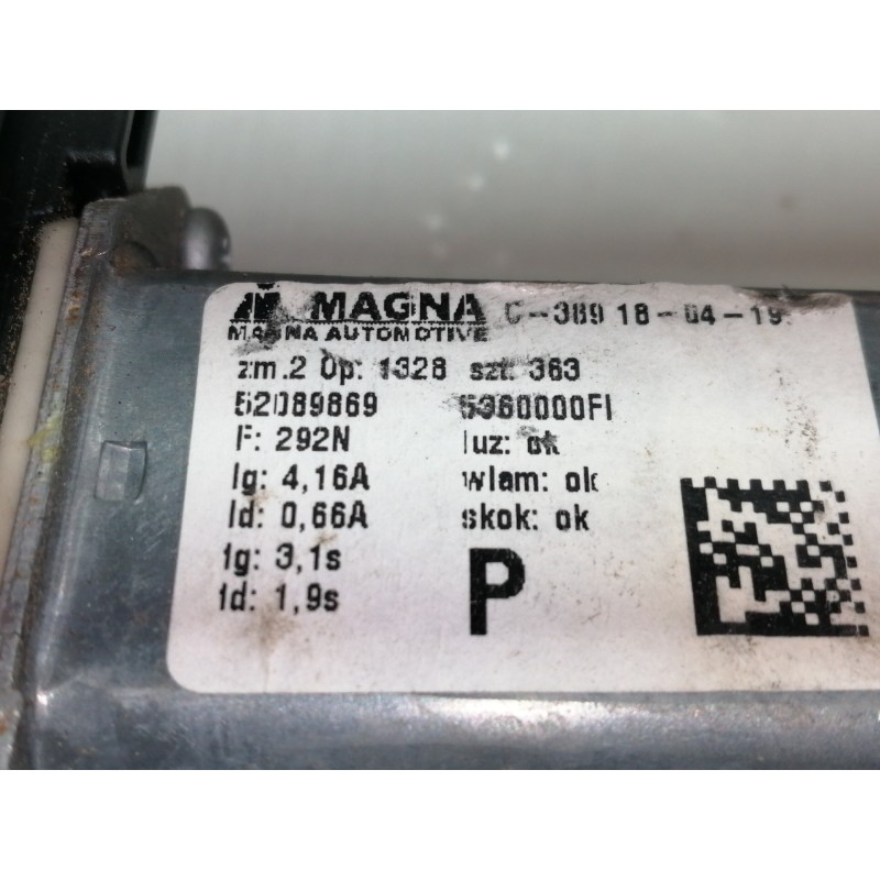 Recambio de elevalunas delantero derecho para fiat 500 cabrio (150) lounge referencia OEM IAM 5360000FI 52089869 