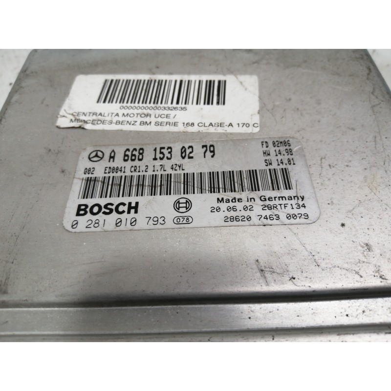 Recambio de centralita motor uce para mercedes-benz clase a (w168) 170 cdi (168.009) referencia OEM IAM A6681530279 0281010793 2