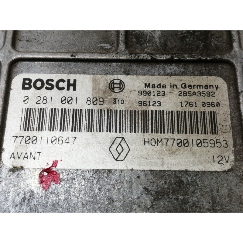 Recambio de centralita motor uce para renault scenic (ja..) 1.9 dti rxe referencia OEM IAM 0281001809  