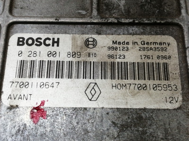 Recambio de centralita motor uce para renault scenic (ja..) 1.9 dti rxe referencia OEM IAM 0281001809  