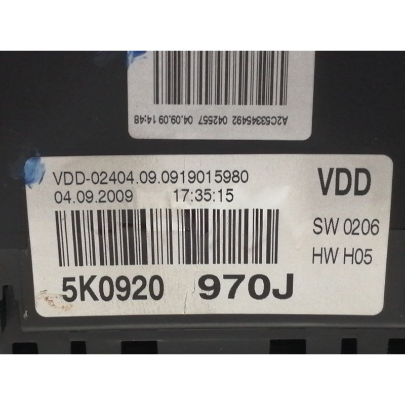 Recambio de cuadro instrumentos para volkswagen golf vi (5k1) advance referencia OEM IAM 5K0920970J  