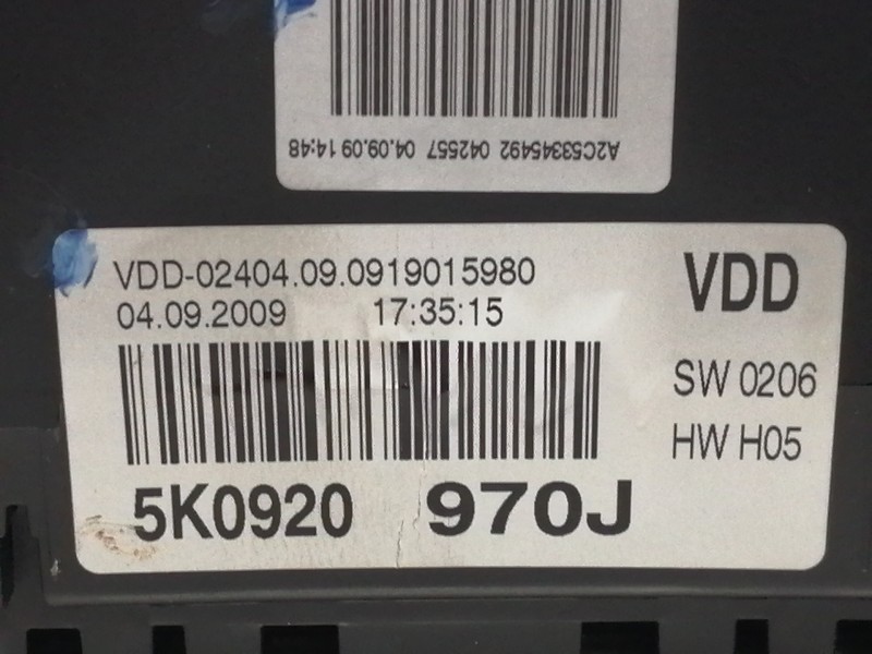 Recambio de cuadro instrumentos para volkswagen golf vi (5k1) advance referencia OEM IAM 5K0920970J  