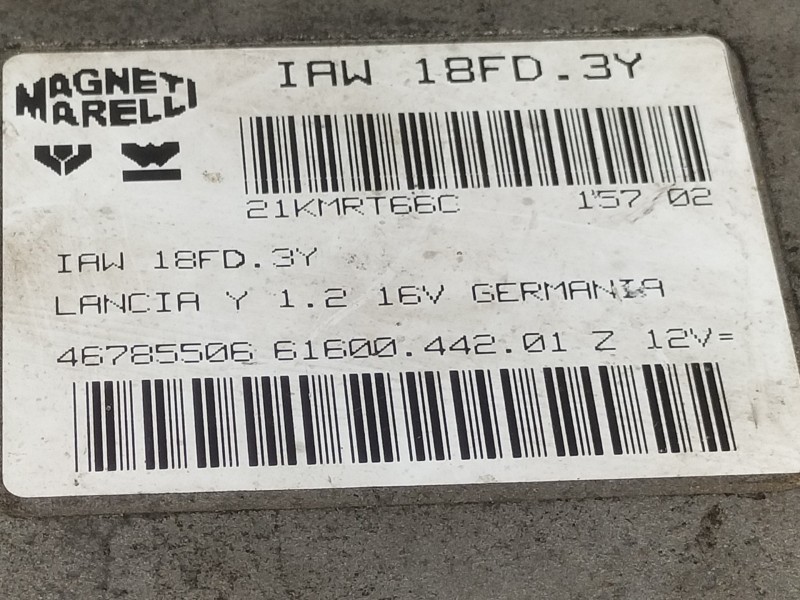 Recambio de centralita motor uce para lancia lancia y elefantino rosso referencia OEM IAM IAW18FD3Y  