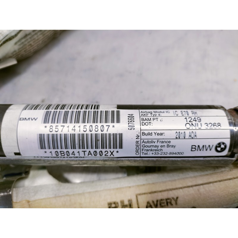Recambio de airbag cortina delantero derecho para bmw x5 (e70) xdrive30d referencia OEM IAM 85714150807  