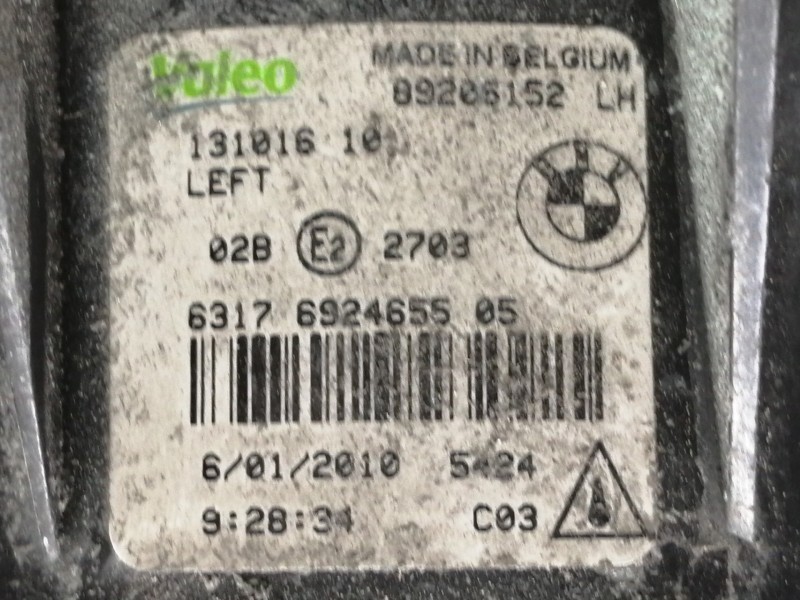 Recambio de faro antiniebla izquierdo para bmw x5 (e70) xdrive30d referencia OEM IAM 89206152 13101610 6317692465505 