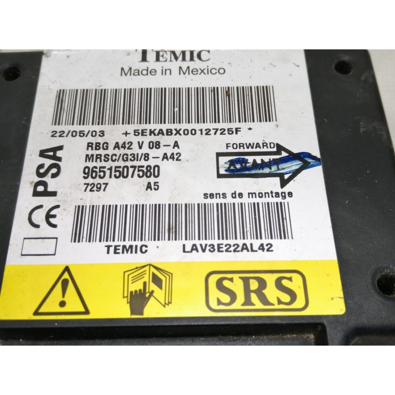 Recambio de centralita airbag para citroën c3 pluriel 1.4 referencia OEM IAM 9651507580  