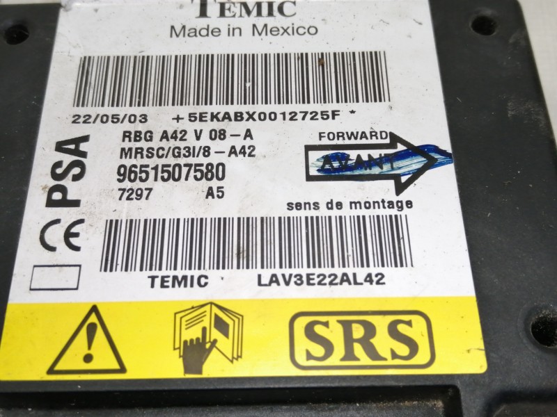 Recambio de centralita airbag para citroën c3 pluriel 1.4 referencia OEM IAM 9651507580  