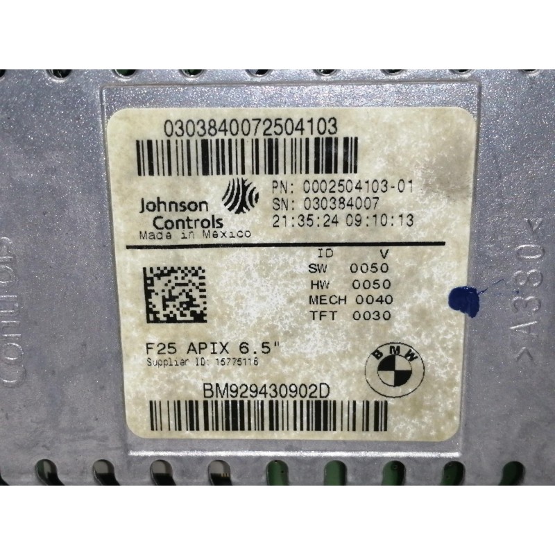 Recambio de sistema navegacion gps para bmw x3 (f25) xdrive 20d referencia OEM IAM 000250410301 929430902 / CI932378501 03036400