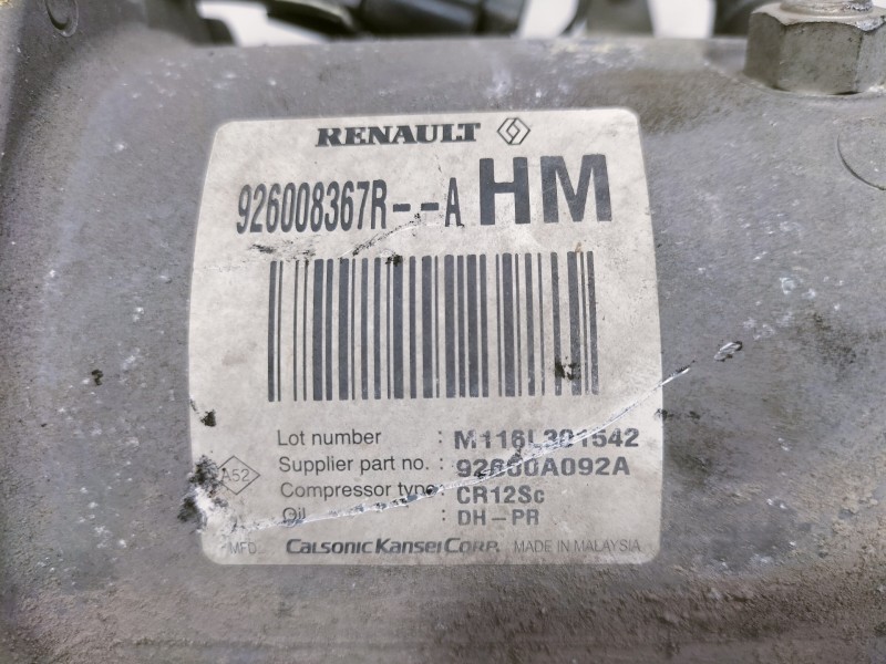 Recambio de compresor aire acondicionado para dacia dokker access referencia OEM IAM 926008367R 92600A092A M116L301542 