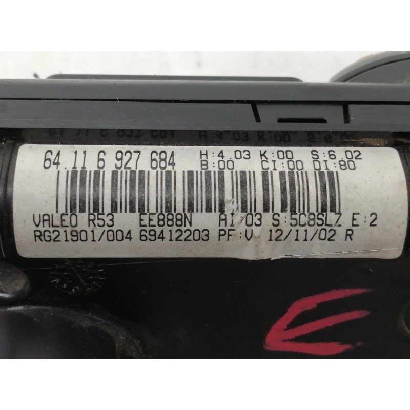 Recambio de mando calefaccion / aire acondicionado para mini mini (r50,r53) cooper referencia OEM IAM 64116927684  