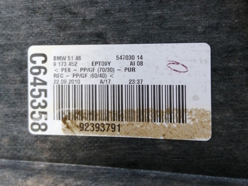 Recambio de bandeja trasera para bmw serie 5 lim. (f10) 520d referencia OEM IAM 54703014 9173452 