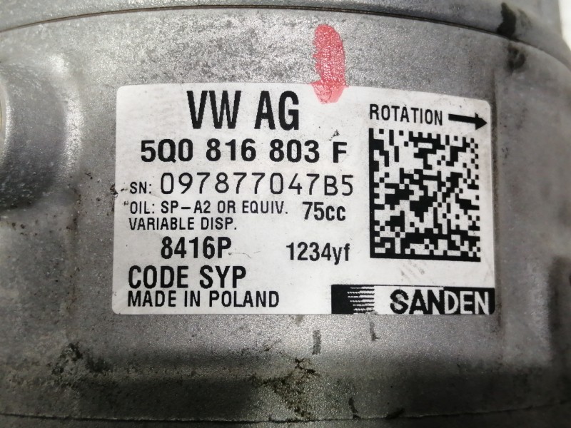 Recambio de compresor aire acondicionado para seat ibiza (kj1) style referencia OEM IAM 5Q0816803F 8416P 