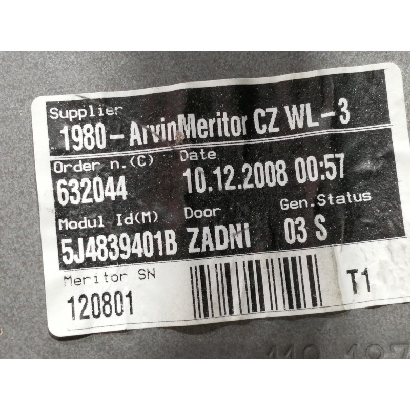 Recambio de elevalunas trasero izquierdo para skoda fabia combi (5j5) urban referencia OEM IAM 5J4839401B  