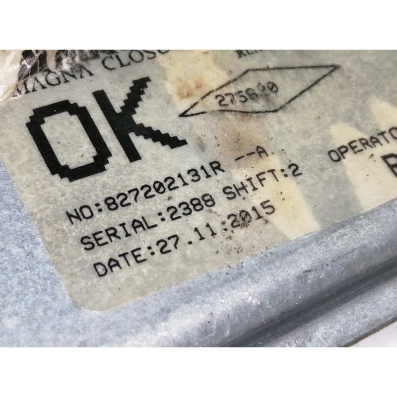 Recambio de elevalunas trasero derecho para dacia sandero stepway ambiance referencia OEM IAM 827202131R  MANUAL