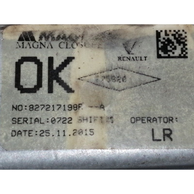 Recambio de elevalunas trasero izquierdo para dacia sandero stepway ambiance referencia OEM IAM 827217198R  MANUAL