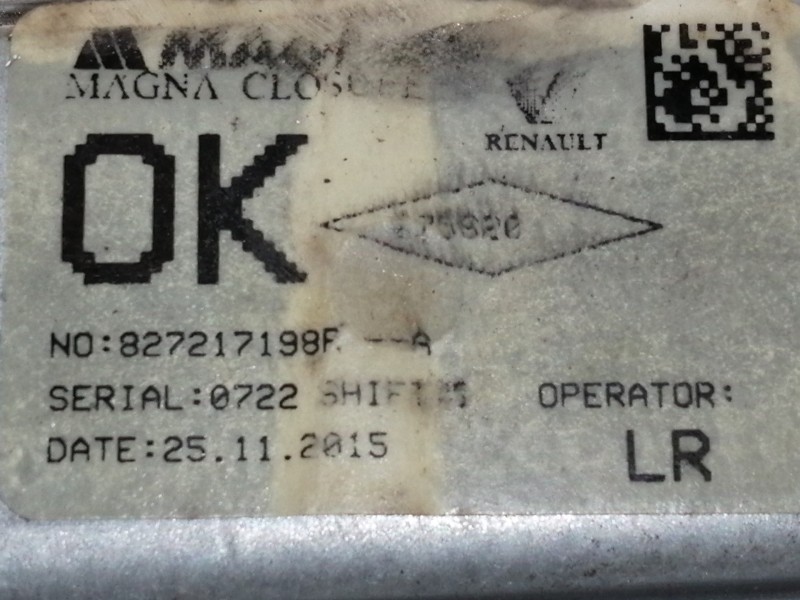 Recambio de elevalunas trasero izquierdo para dacia sandero stepway ambiance referencia OEM IAM 827217198R  MANUAL