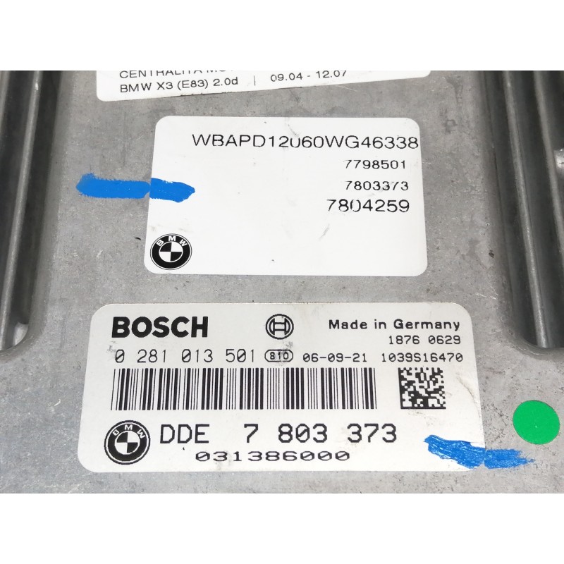 Recambio de centralita motor uce para bmw x3 (e83) 2.0d referencia OEM IAM 0281013501 7798501 / 7804259 7803373