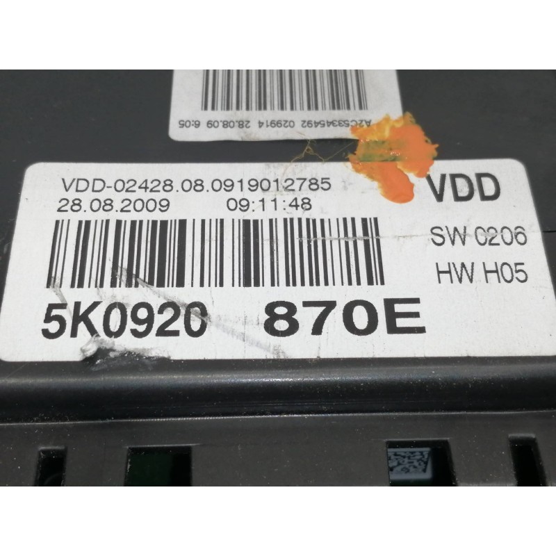 Recambio de cuadro instrumentos para volkswagen golf vi (5k1) advance referencia OEM IAM 5K0920870E  