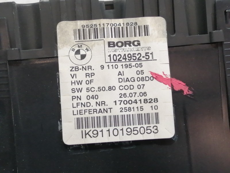 Recambio de cuadro instrumentos para bmw serie 1 berlina (e81/e87) 2.0 16v diesel cat referencia OEM IAM 102495251  