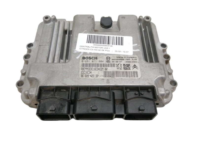 Recambio de centralita motor uce para citroën c3 hdi 92 sx plus referencia OEM IAM 0281011804  