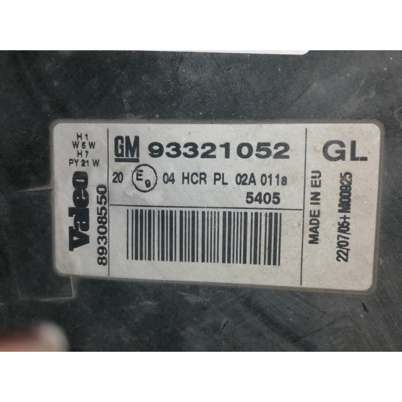 Recambio de faro izquierdo para opel meriva 1.7 16v cdti referencia OEM IAM 93321052  