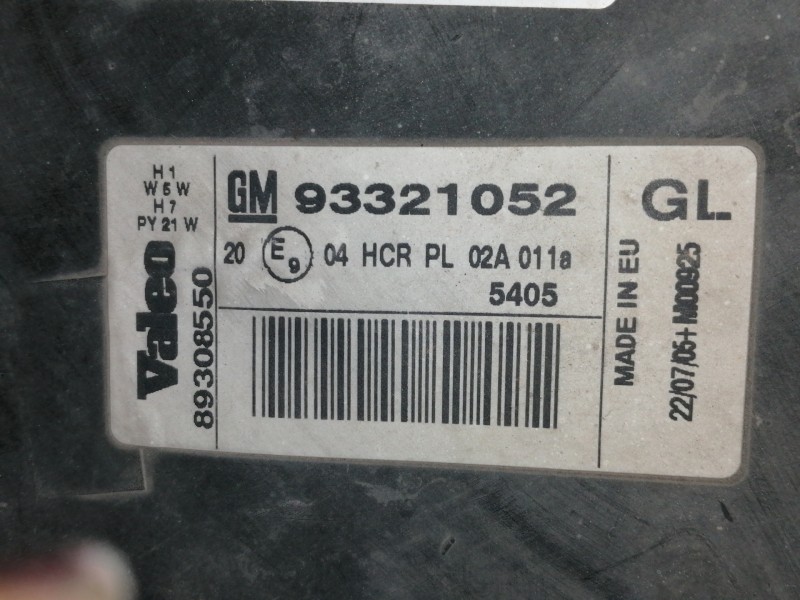 Recambio de faro izquierdo para opel meriva 1.7 16v cdti referencia OEM IAM 93321052  