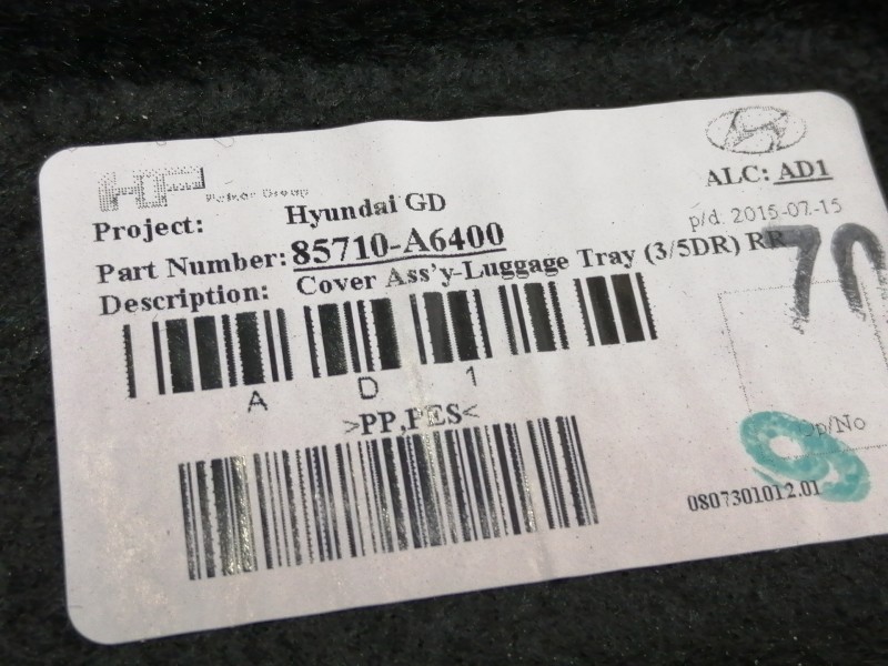 Recambio de bandeja trasera para hyundai i30 (gd) style referencia OEM IAM 85710A6400  