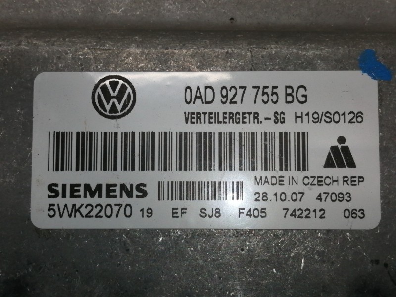 Recambio de centralita cambio automatico para volkswagen touareg (7l6) v6 tdi referencia OEM IAM 0AD927755BG 5WK22070 