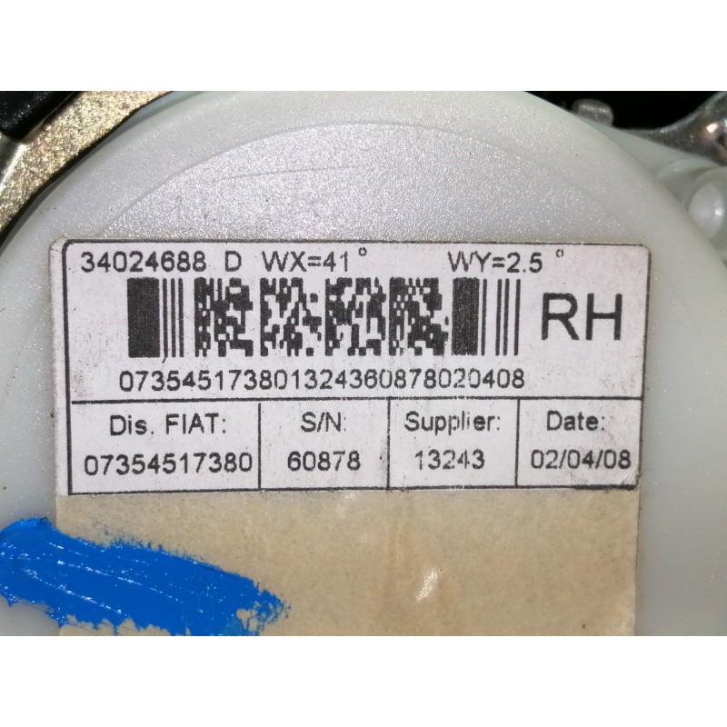 Recambio de cinturon seguridad trasero derecho para fiat 500 cabrio (150) lounge referencia OEM IAM 34024688 07354517380 