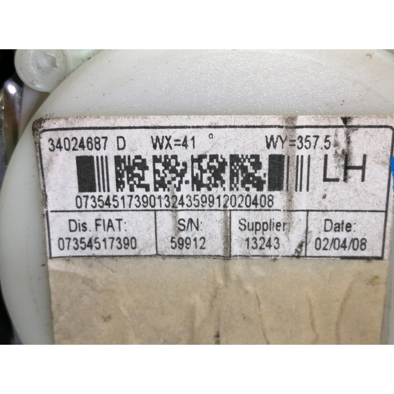 Recambio de cinturon seguridad trasero izquierdo para fiat 500 cabrio (150) lounge referencia OEM IAM 34024687 34024687D 0735451