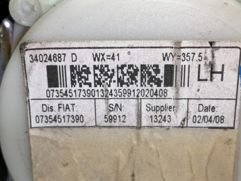 Recambio de cinturon seguridad trasero izquierdo para fiat 500 cabrio (150) lounge referencia OEM IAM 34024687 34024687D 0735451