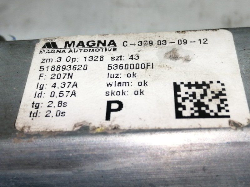 Recambio de elevalunas delantero derecho para fiat 500 cabrio (150) lounge referencia OEM IAM 518893620  ELECTRICO 3 PUERTAS