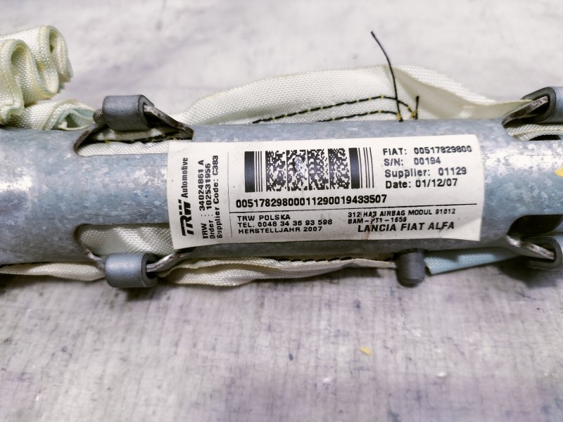 Recambio de airbag cortina delantero derecho para fiat nuova 500 (150) pop referencia OEM IAM 00517829800 102531956 00517829800 