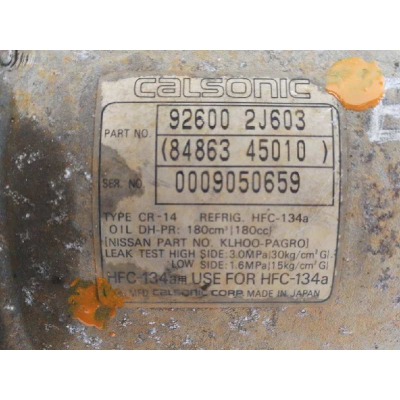 Recambio de compresor aire acondicionado para nissan primera berlina (p11) comfort referencia OEM IAM 926002J603  