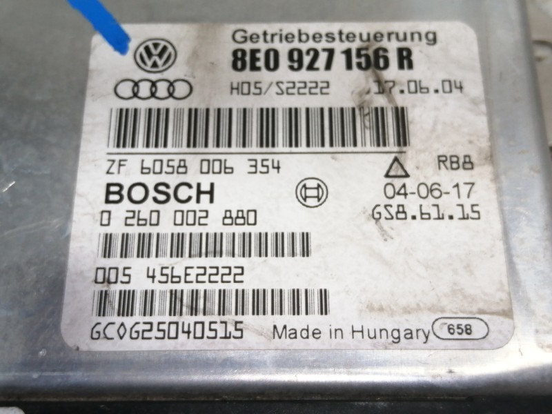 Recambio de centralita cambio automatico para audi a4 berlina (8e) 2.5 tdi quattro (132kw) referencia OEM IAM 8E0927156R 0260002